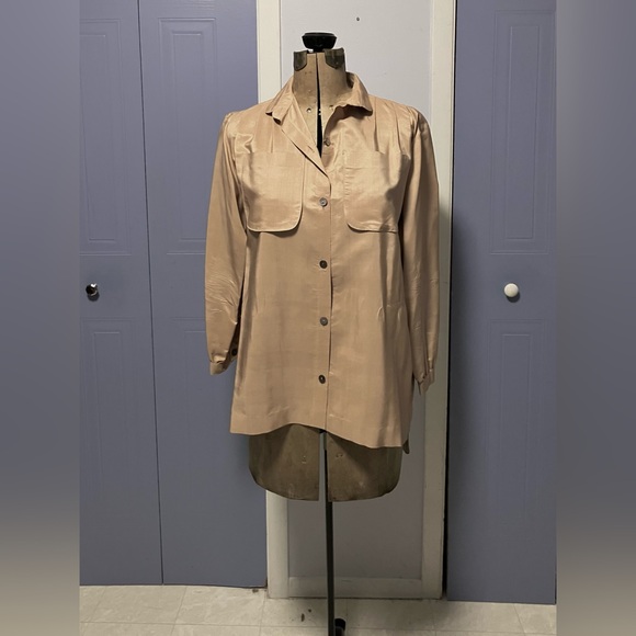 Stunning Vintage Benny Ong London Beige 100% Silk Blouse - Picture 5 of 15